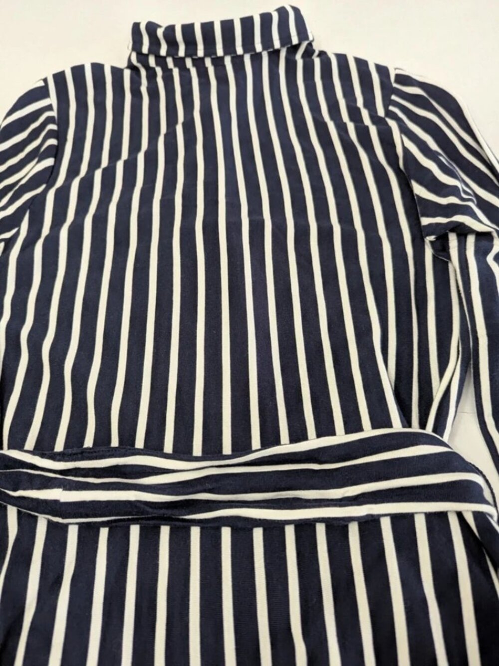 BODEN Marcia Stripe Midi Shirt Dress Navy White Button Up Long Sleeve 8R NWOT - Picture 10 of 14